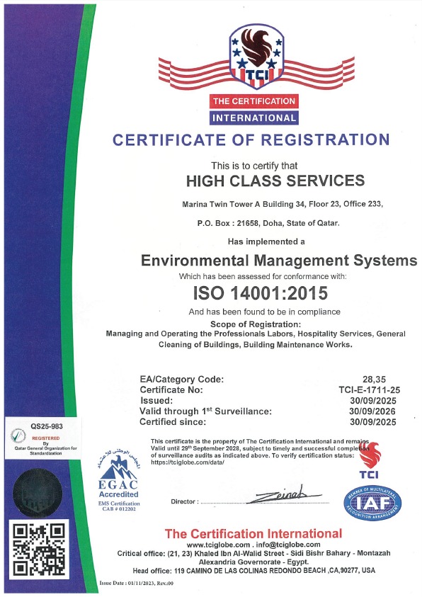 ISO 14001 Certificate